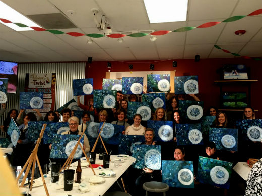 benefactors at the painting with a twist fundraiser